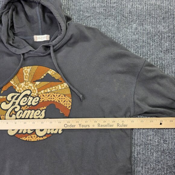 Altar'd State Hoodie Women XL Gray Cropped Here Comes The Sun Retro Pullover USA - Picture 5 of 10